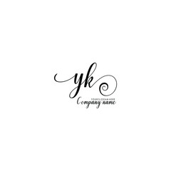 YK Initial handwriting logo template vector