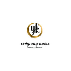 YK Initial handwriting logo template vector