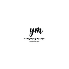 YM Initial handwriting logo template vector