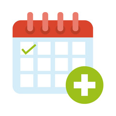 medical cross in calendar flat style icon