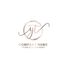 YT nitial handwriting logo template vector
