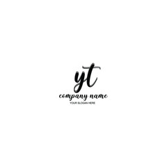 YT nitial handwriting logo template vector
