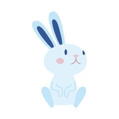 mid autumn cute rabbit seated flat style icon