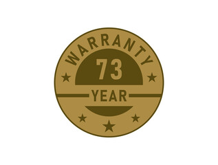 73 years warranty golden badges isolated on white background. Warranty label