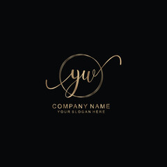 YW nitial handwriting logo template vector
