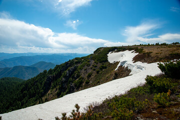 Mountain landscapes in the Khamar-Daban mountains.Spring in the mountains of Khamar-Daban, Eastern Siberia, Irkutsk region.