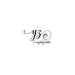 YZ nitial handwriting logo template vector
