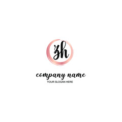 ZH Initial handwriting logo template vector
