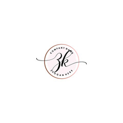 ZK Initial handwriting logo template vector
