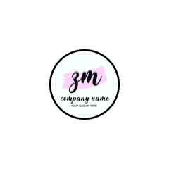 ZM Initial handwriting logo template vector
