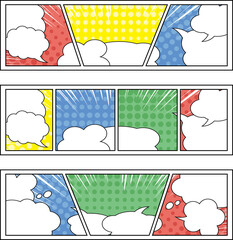 観客 紙吹雪 コミックコマ割りフレーム ハーフトーン背景 Wall Mural Kid A