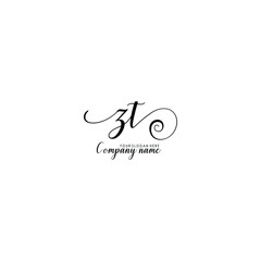 ZT Initial handwriting logo template vector