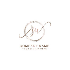 ZU Initial handwriting logo template vector