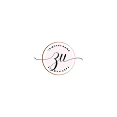 ZU Initial handwriting logo template vector