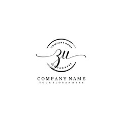 ZU Initial handwriting logo template vector