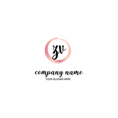 ZV Initial handwriting logo template vector