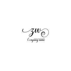 ZW Initial handwriting logo template vector