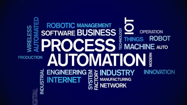 4k Process Automation Animated Tag Word Cloud;Text Design Animation;Kinetic Typography seamless loop.