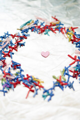 Multi-colored ribbons. Bright and colorful. party back ground. congratulations. Fun in the party. The background is bright silver.