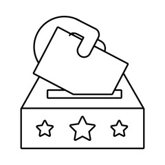 hand with vote card usa election line style icon