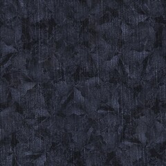 Fototapeta premium Seamless patterned denim jean for repeat print. High quality illustration. Grungy trendy street wear design. Real detailed denim texture with leaf foliage pattern overlay. Navy blue deep dark colors.