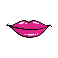 sexi mouth pop art line and fill style icon