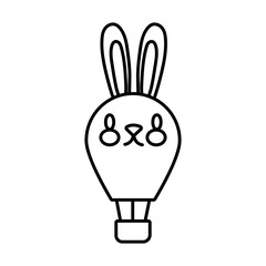 mid autumn celebration with rabbit balloon air hot line style icon