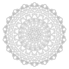 black and white round ornament. coloring, print, template.