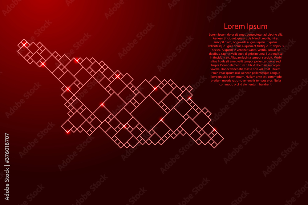 Poster georgia country map from red pattern from a grid of squares of different sizes and glowing space sta