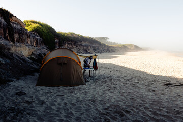 Tent on the beach at the morning