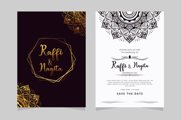 beautiful hand draw wedding invitation card template