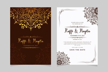 premium wedding invitation with hand draw mandala