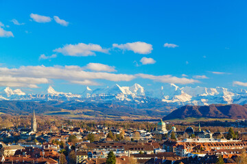 Panorama von Bern und die Alpen, Schweiz