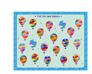 logic game for children. find and match the same balloons