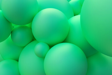 Texture and background of a large number of green balls of different sizes. 