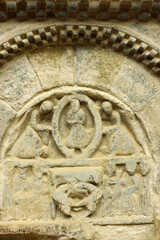 Monasterio de San Juan de la Peña.Almas subiendo al cielo,panteon de nobles(s.XI) . Serrablo.Huesca.España.