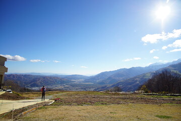 Beautiful autumn landscape in Northern Alps of Japan, Hakuba, Nagano