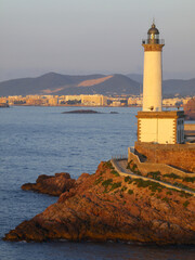 Faro de  es Botafoc, o Botafoch.Puerto de Eivissa.Ibiza.Islas Pitiusas.Baleares.España.
