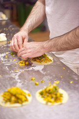 Cocarroi, enpanadilla tipica mallorquina. Forn de Can Salem. Algaida.Mallorca.Islas baleares.Spain.