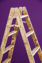 escalera de pintor sobre fondo violeta.