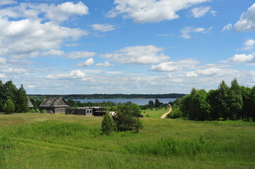 rural landscape with lake