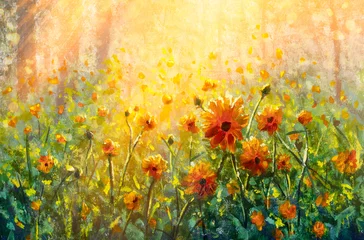 Foto op Canvas Bloemen schilderijen monet schilderij claude impressionisme verf landschap bloemenweide olie © weris7554