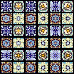 Abstract ornamental decorative pattern of squares. Mosaic art ornamental texture.