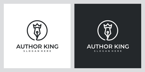 author king with beautiful line art logo design inspiration