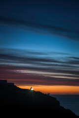 Naklejka na ściany i meble St Abbs head Lighthouse at dusk/dawn