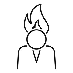 Fire head stress icon. Outline fire head stress vector icon for web design isolated on white background