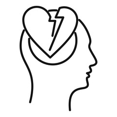 Heartbrake stress icon. Outline heartbrake stress vector icon for web design isolated on white background