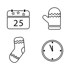 New Year Icon Set, Flat Line Design