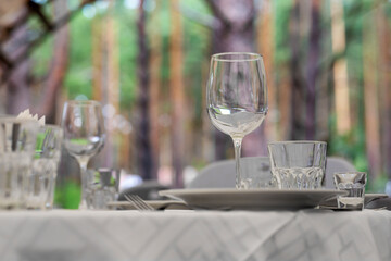 luxury tableware beautiful table setting in restaurant