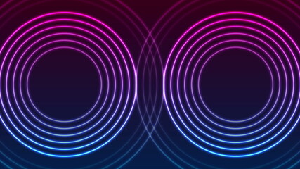 Laser neon circle rings abstract background